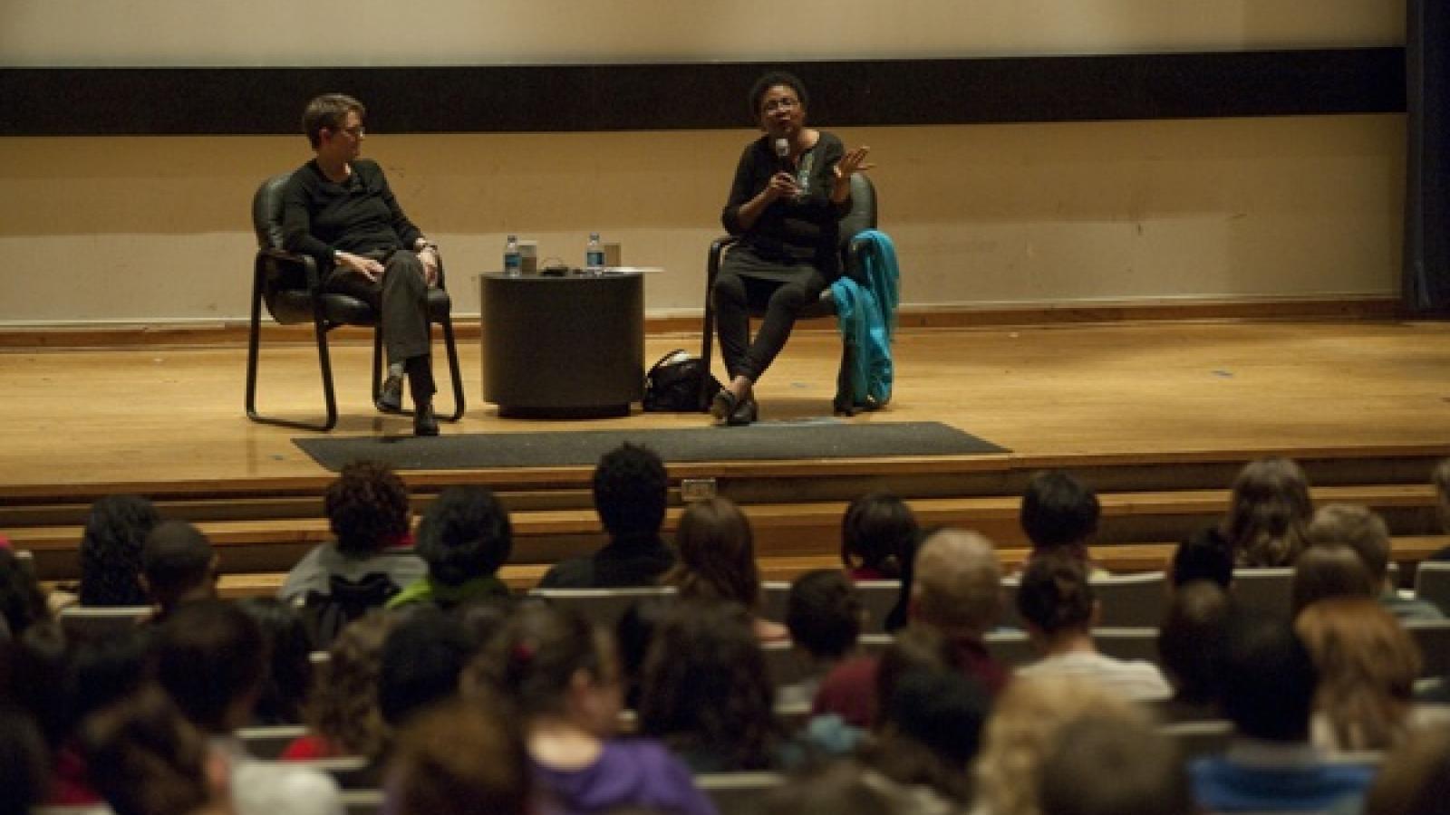 Shannon Winnubst and bell hooks on stage